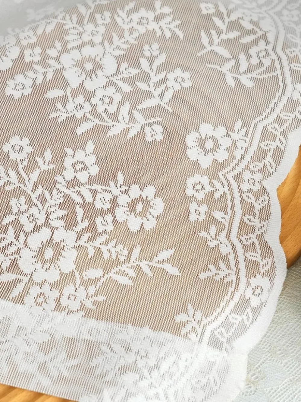 Sheer Floral Lace Curtain Panel in White Set Of 2 Panels 52Wx63L